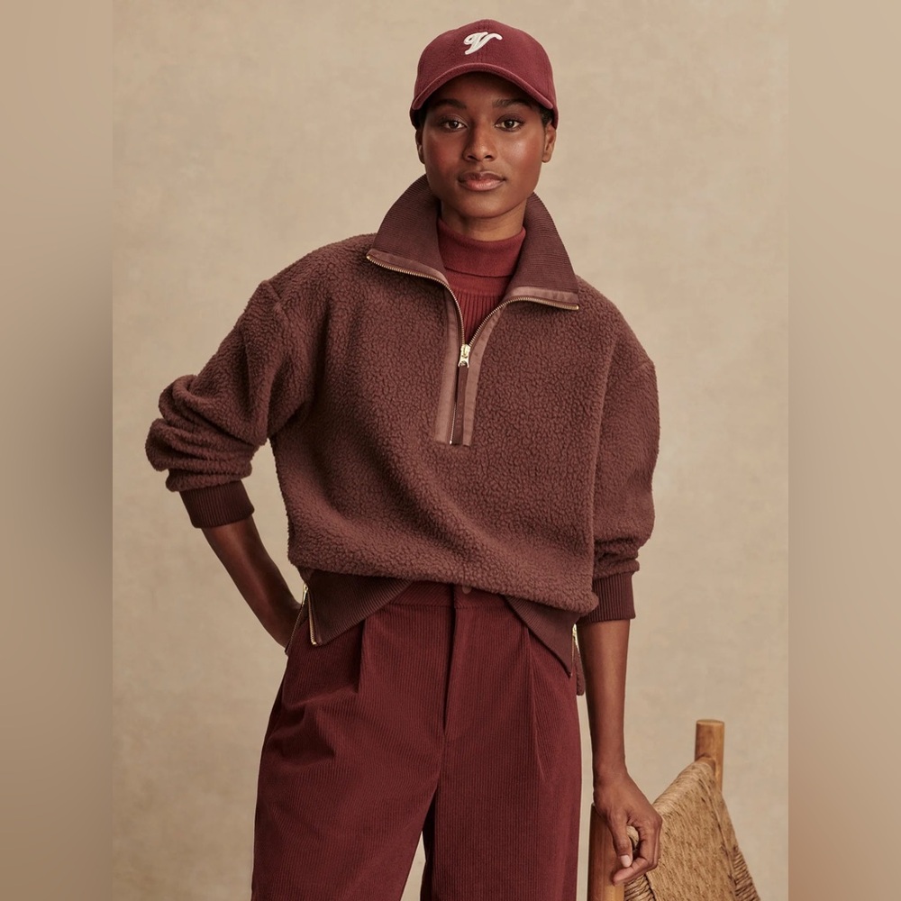 Varley Roselle Half Zip Fleece in Deep Mahogany